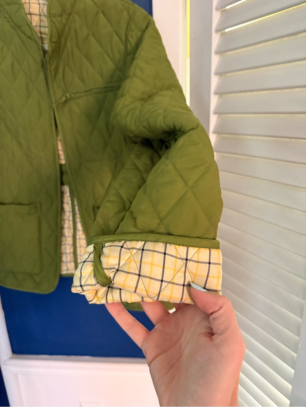 Olive Green Diamond Quilted Jacket - Picture 3 of 3